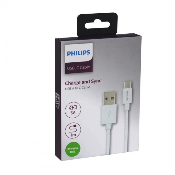 Philips Type-C USB Hızlı Şarj ve Data Kablo 1M SWR1601/93  3A