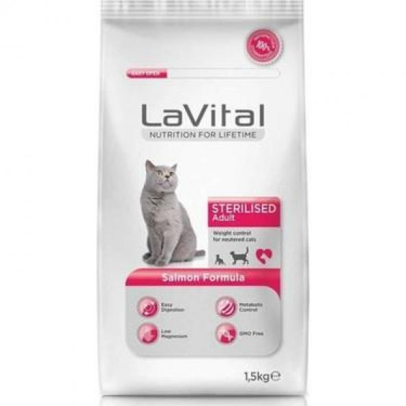 Lavital Sterilised Somon Balıklı  Kısırlaştırılmış Kuru Kedi Maması 1.5 Kg