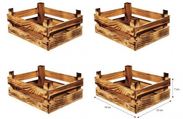 4lü Ahşap Dekoratif Sunum Kasası Küçük Boy