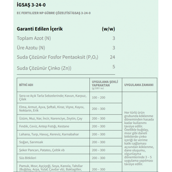 İGSAŞ 3-24-0 ( 5 LT ) - 2