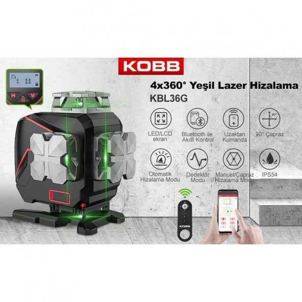 KOBB KBL36G 40 Metre Otomatik Hizalama Yeşil Lazer - Resim 11