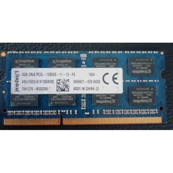 Kingston ASU16D3LS1K1DGR/8G 8 GB DDR3L 1600 MHz CL11 NOTEBOOK RAM BELLEK