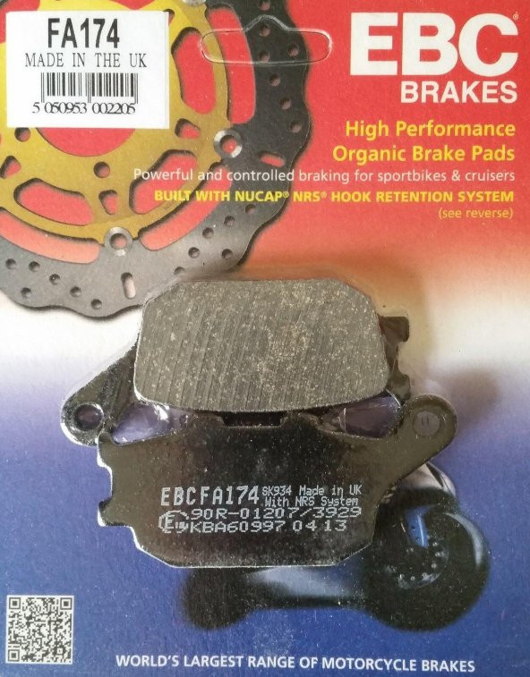 Ebc Fa174 2007-2009 Kawasaki Z 1000 Uyumlu Arka Fren Balatası Organik Balata - 1