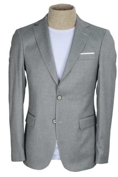 Cengiz İnler Balıksırtı Desenli Slim Erkek Ceket - 12