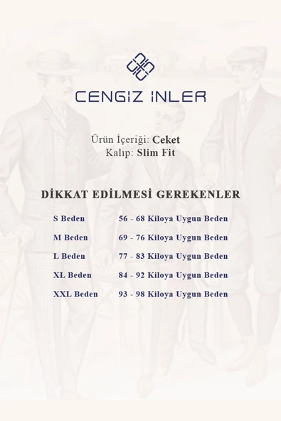 Cengiz İnler Balıksırtı Desenli Slim Erkek Ceket - 11