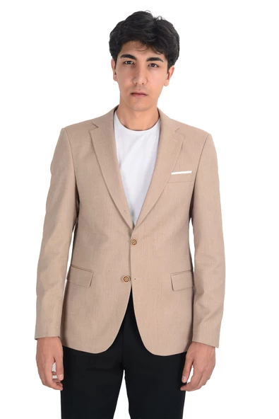 Cengiz İnler Balıksırtı Desenli Slim Erkek Ceket - 3