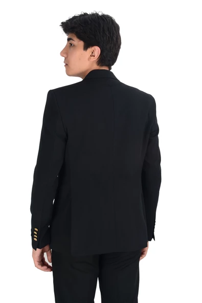 Cengiz İnler Kruvaze Metal Düğme Slim Fit Lycra Erkek Ceket - 5