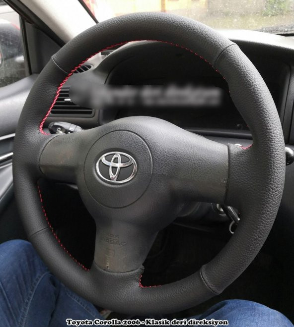 Toyota Corolla 2002-2008 Araca Özel Direksiyon Kılıfı Klasik Kırmızı Dikiş