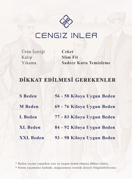 Cengiz İnler Kruvaze Metal Düğme Slim Fit Lycra Erkek Ceket