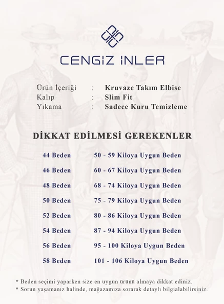 Cengiz İnler Çizgili Kruvaze Takım Elbise