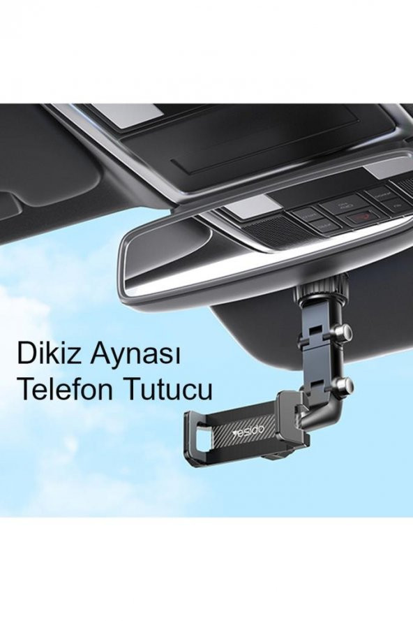 C192 Dikiz Aynasına Sabitlenen Ayarlanabilir Kıskaçlı Araç İçi Telefon Tutucu - 4