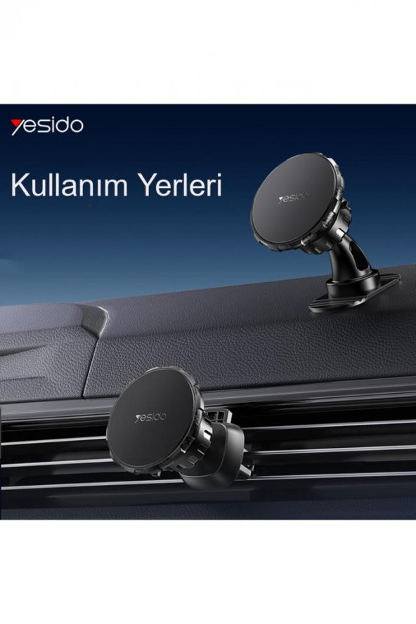 C153 Yapışkanlı/Izgara Klipsli Geçmeli Mıknatıslı Manyetik Magsafe Araç İçi Telefon Tutucu - 4