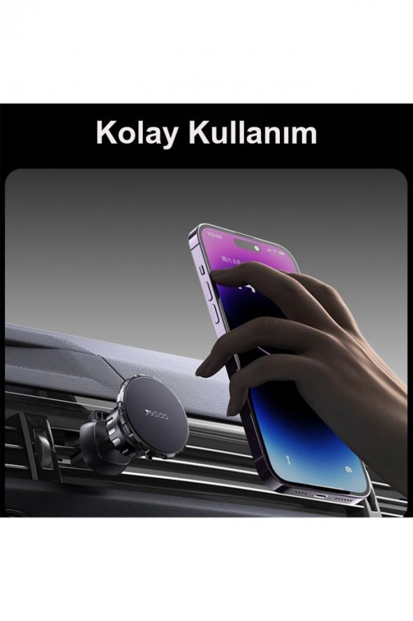 C153 Yapışkanlı/Izgara Klipsli Geçmeli Mıknatıslı Manyetik Magsafe Araç İçi Telefon Tutucu - 7