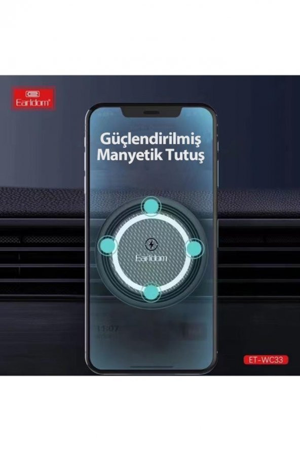 WC33 Izgara Klipsli 15W Kablosuz Şarjlı Magsafe Araç İçi Telefon Tutucu - 3