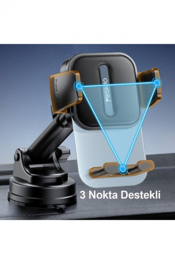 C261 Vakumlu 360 Derece Ayarlanabilir Kıskaçlı Araç İçi Telefon Tutucu - 4