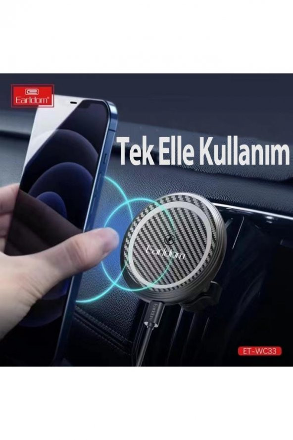 WC33 Izgara Klipsli 15W Kablosuz Şarjlı Magsafe Araç İçi Telefon Tutucu - 5