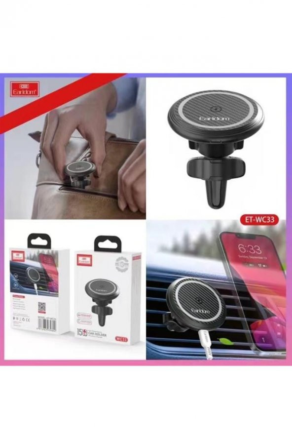 WC33 Izgara Klipsli 15W Kablosuz Şarjlı Magsafe Araç İçi Telefon Tutucu - 6