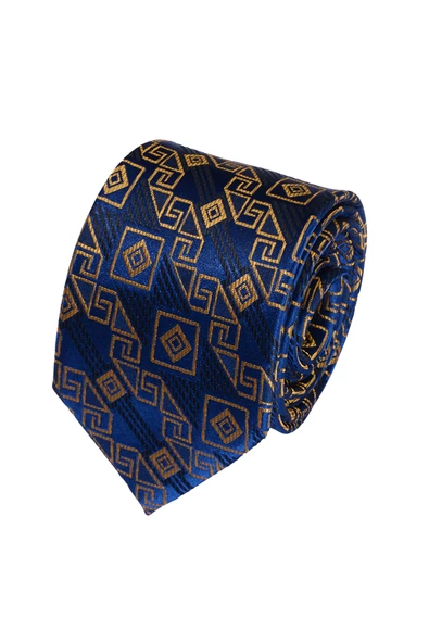 Cengiz İnler Geometrik Desenli Mendilli Mikrofiber Erkek Kravat - 1