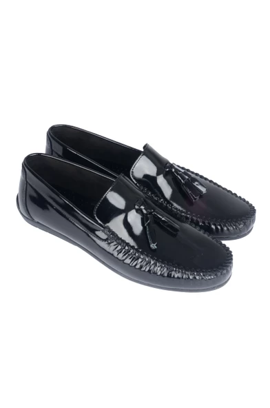 Cengiz İnler Loafer Siyah Rugan Deri Erkek Ayakkabı - 3