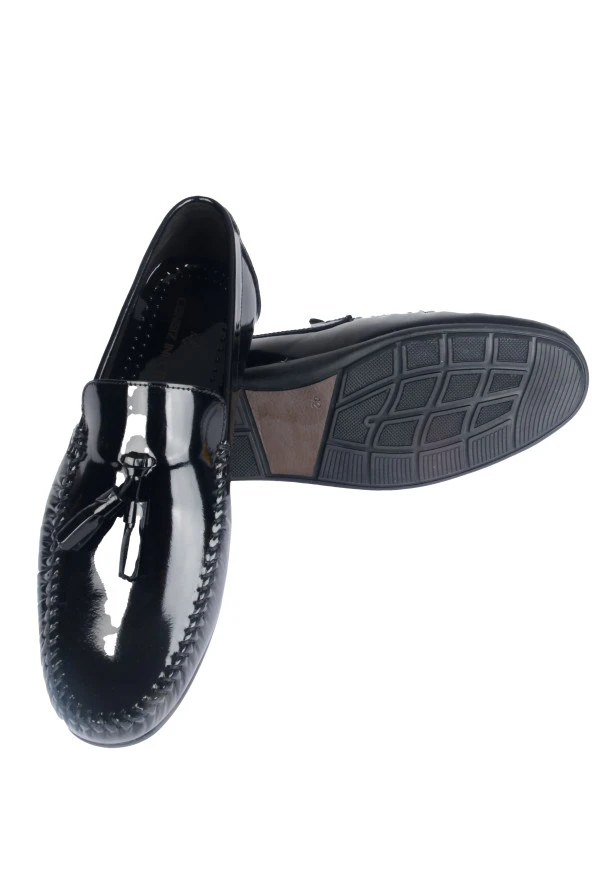 Cengiz İnler Loafer Siyah Rugan Deri Erkek Ayakkabı