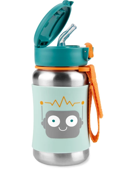 Skip Hop Zoo Pipetli Paslanmaz Çelik Suluk 350 ml Robot - 2