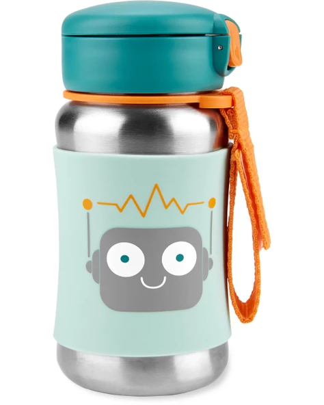 Skip Hop Zoo Pipetli Paslanmaz Çelik Suluk 350 ml Robot - 1