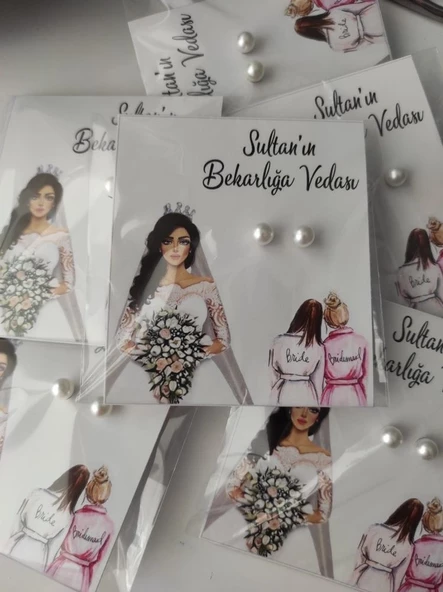 Bride To Be - Kına Hediyeliği İnci Küpe Hediyeliği Bekarlığa Veda 25 adet