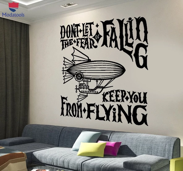 Duvar Oturma Odası, Ofis, Dükkan Sticker Motivasyon Alıntı Hava Balonu Korkunun Sizi Ev Dekoru Eşsiz Hediyelik Tutmasına İzin Vermeyin ürün görseli 1