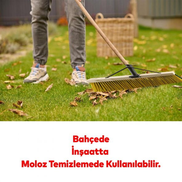 İnşaat Moloz Yaprak Süpürme Toplama Park Bahçe Dış Mekan Temizleme Ahşap Sert Fırça 80 cm - 4