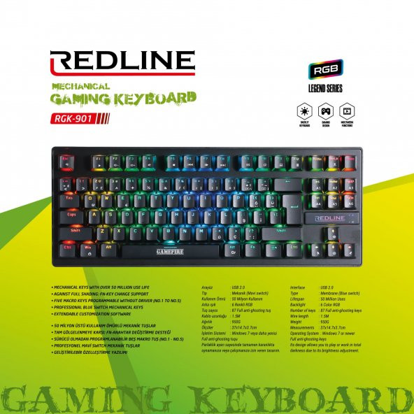 RGK-901 Mekanik Oyuncu Klavyesi (Legend Serisi) - 8