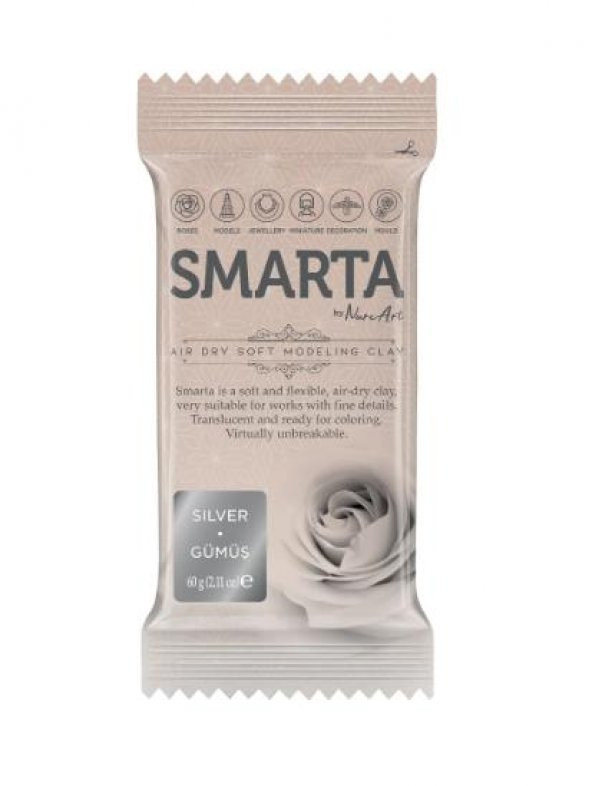 SMARTA HAVAYLA KURUYAN MODELLEME HAMURU METALİK GÜMÜŞ 60GR