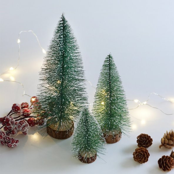 Minyatür yılbaşı karlı çam ağacı, 10 cm  15 adet - 2