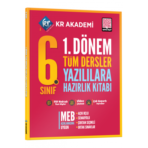 6. Sınıf 1. Dönem Tüm Dersler Yazılılara Hazırlık Kitabı KR Akademi Yayınları