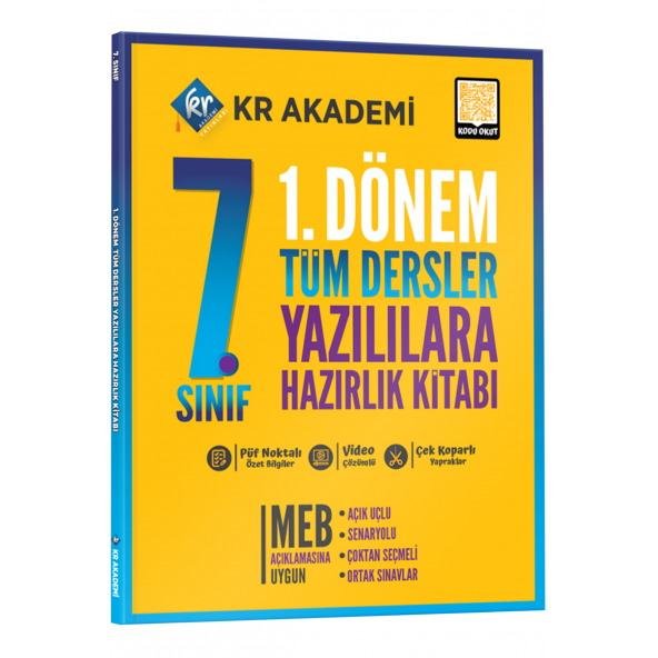 7. Sınıf 1. Dönem Tüm Dersler Yazılılara Hazırlık Kitabı KR Akademi Yayınları