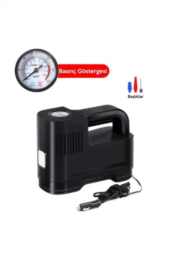 St-217 12v Taşınabilir Hava Pompası Kompresör Araç Lastik Şişirme Makinesi Siyah - 3