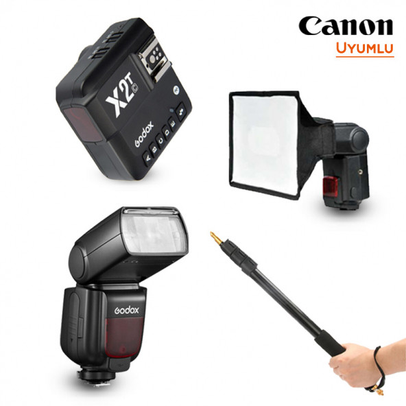 Godox TT685II-C Canon Flaş Full Set (Tepe Flaş + Tetikleyici + Portable Boom + Softbox)