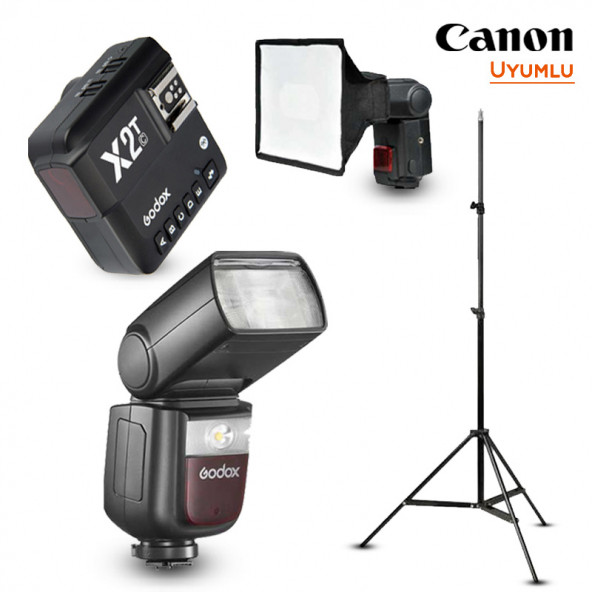 Godox V860III-C Canon Flaş Full Set (Tepe Flaş + Tetikleyici + Ayak + Softbox)