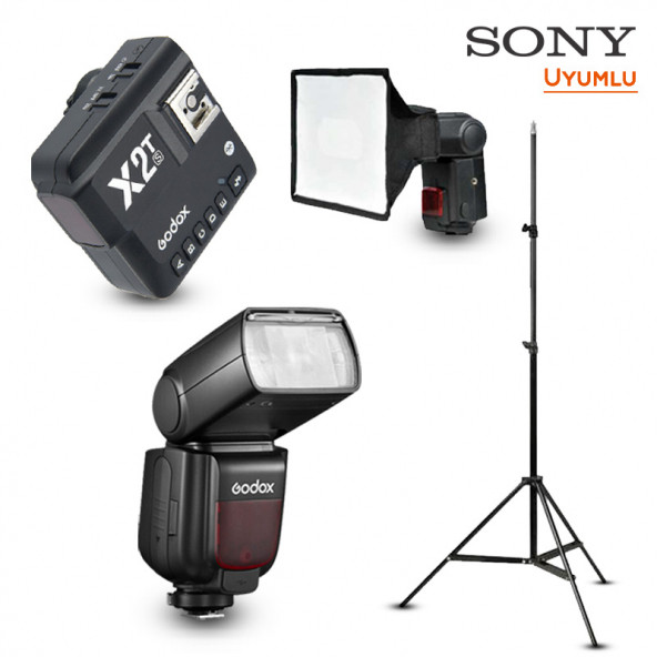 Godox TT685II-S Sony Flaş Full Set (Tepe Flaş + Tetikleyici + Ayak + Softbox)