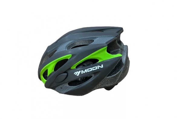 MOON MV-29  KASK IŞIKLI   - MAT SİYAH CARBON YEŞİL - L