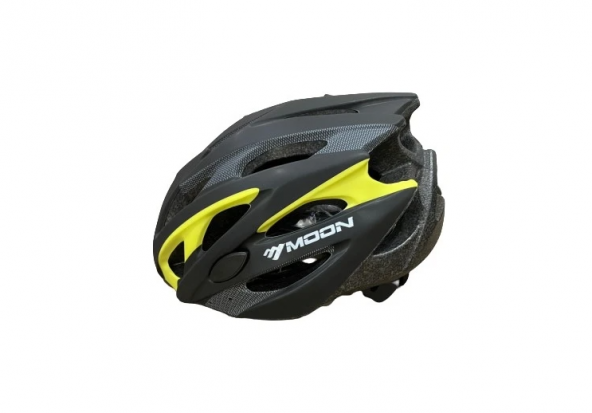 MOON MV-29  KASK IŞIKLI   - MAT SİYAH CARBON SARI - M