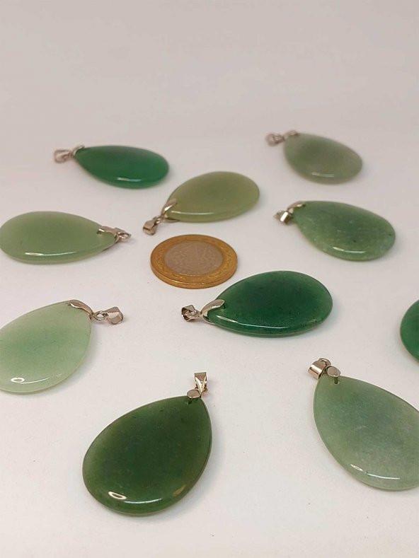 Aventurin Taşı Büyük Boy Damla Şekilli Kolye Ucu (42620) ürün görseli