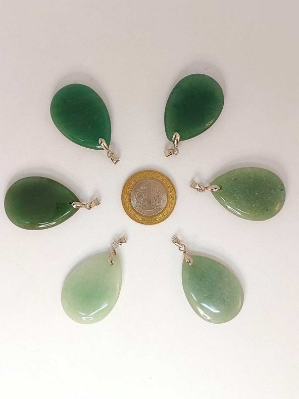 Aventurin Taşı Büyük Boy Damla Şekilli Kolye Ucu (42620) - Resim 4