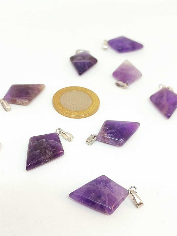 Ametist Taşı Ok Ucu Şekilli Kolye Ucu (42625)