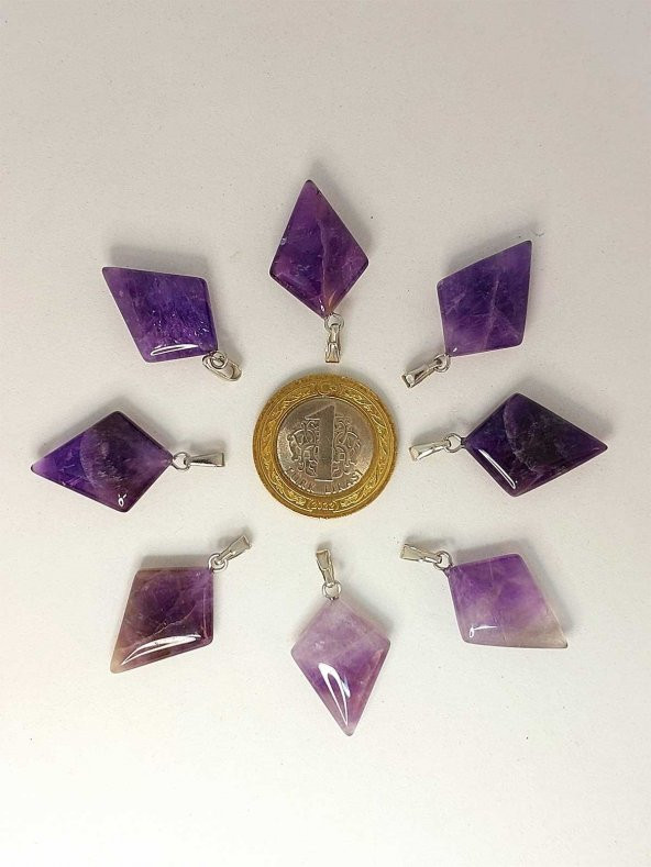 Ametist Taşı Ok Ucu Şekilli Kolye Ucu (42625) - 2