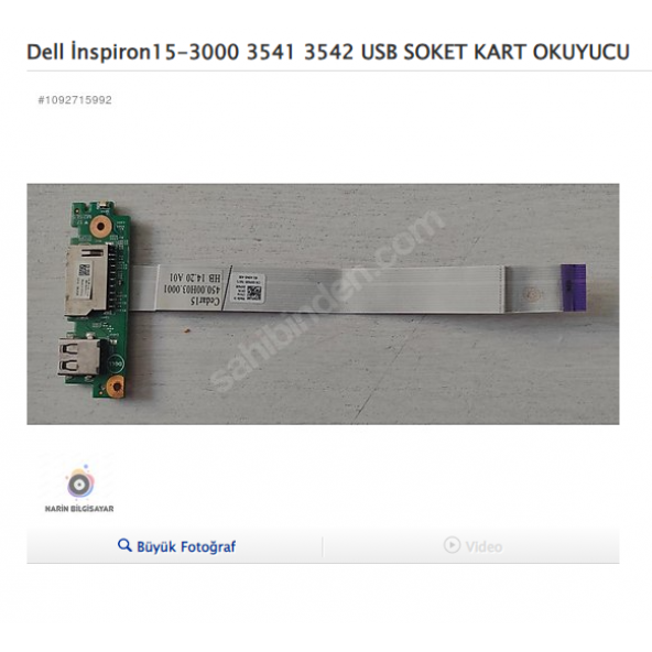 Dell İnspiron15-3000 3541 3542 USB SOKET KART OKUYUCU