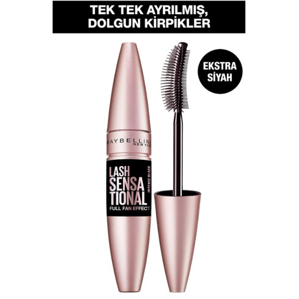 Maybelline New York Lash Sensational Yelpaze Etkili Intense Black Maskara - Ekstra Siyah