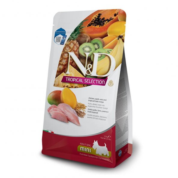 N&D Tropical Selection Tavuklu ve Tropikal Meyveli Mini Irk Yetişkin Köpek Maması 1,5 kg