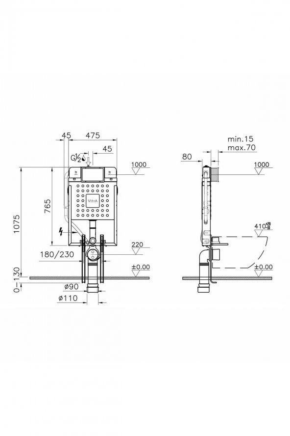 VitrA 800-1868 V8 Asma Klozet Gömme Rezervuar Seti - 3