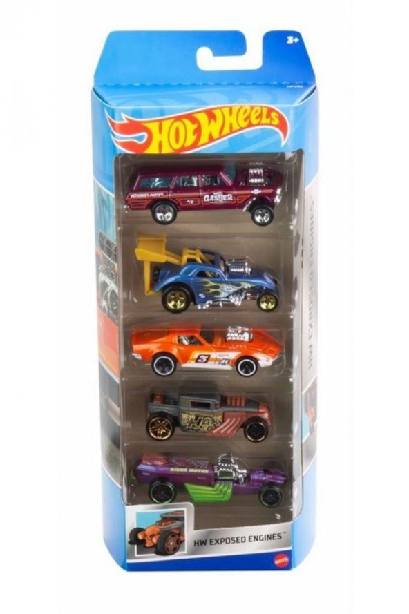 Hot Wheels Araba Seti 5 Li 1806 HFV90, Hw Exposed Engines 5li Araba Seti