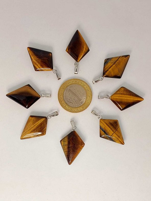 Kaplan Gözü Taşı Ok Ucu Şekilli Kolye Ucu (42650) - Resim 2